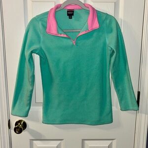 French Toast Teal With Pink Fleece Pullover Size 14/16 Gently Worn